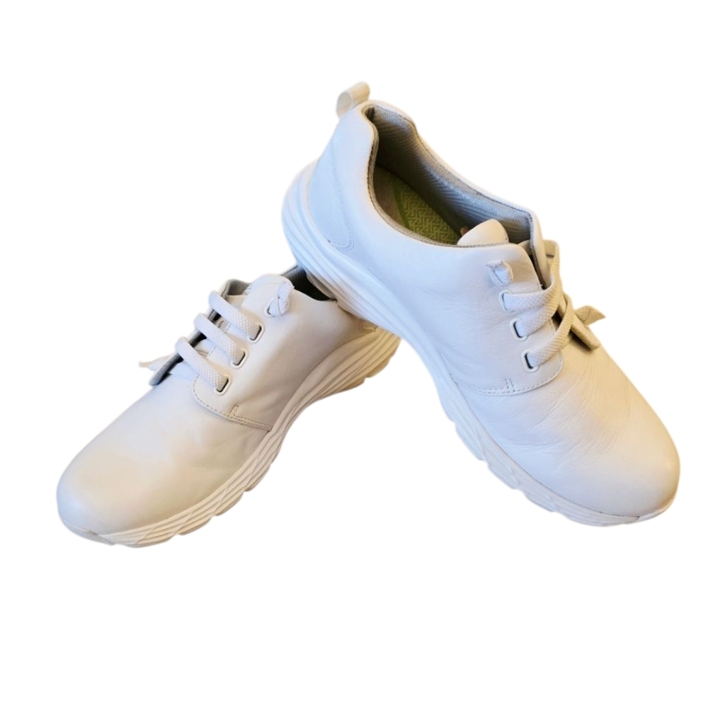 Align Nurse Mates Comfort Working Walking Slip On White Leather Shoes Size 9M